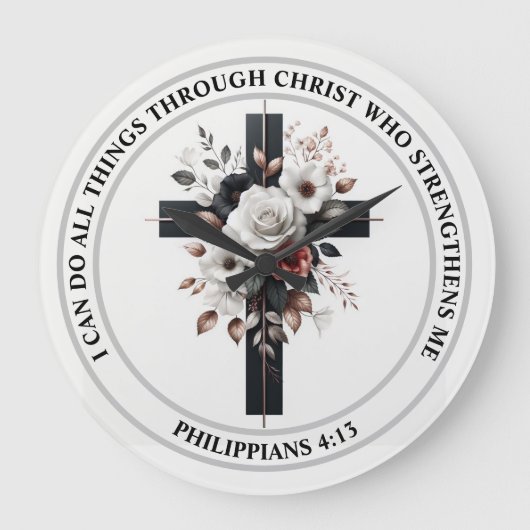 Kruis, Rozen en Bijbelvers Grote Klok (Voorkant)