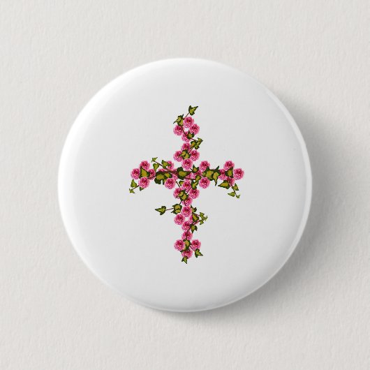 Kruis rozen en klimop ronde button 5,7 cm (Voorkant)