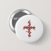 Kruis rozen en klimop ronde button 5,7 cm (Voorkant /achterkant)