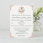 Kruis, Rozen en ringen bruiloft uitnodiging (Staand voorkant)