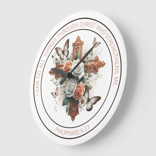 Kruis, Rozen, Vlinders en Bijbelvers Grote Klok (Hoek)