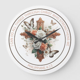 Kruis, Rozen, Vlinders en Bijbelvers Grote Klok