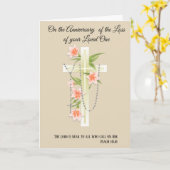 Kruis Rozenkrans Bloem Jubileum van de Dood Gelief Kaart (Gele Bloem)