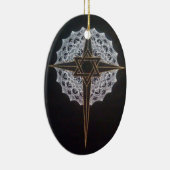 Kruis & Ster Mandala Ovaal Keramisch Ornament (Rechts)