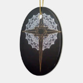 Kruis & Ster Mandala Ovaal Keramisch Ornament (Links)