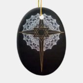 Kruis & Ster Mandala Ovaal Keramisch Ornament (Achterkant)