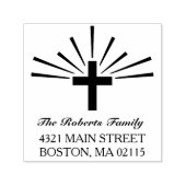 Kruis & stralen - Naam & adres Zelfinktende Stempel (Design)