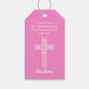 Kruis Taffy Roze Eerste Communie Doop Cadeaulabel