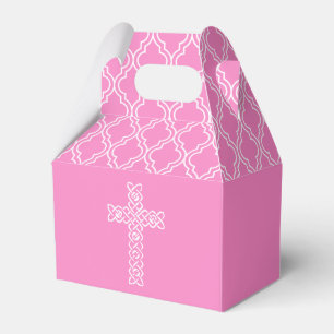 Kruis Taffy Roze Eerste Communie Favor Doos Bedankdoosjes