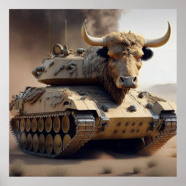 Kruis tussen een tank en een Texas Longhorn Steer Poster