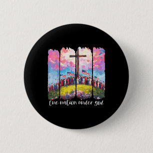 Kruis Usa Een Natie Onder God Vlag Gelofte Christe Ronde Button 5,7 Cm