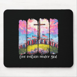 Kruis Usa Een Natie Onder God Vlag Geloven Christe Muismat