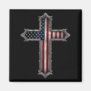 Kruis Usa Vlag Christelijk Religieus Amerika Geloo Magneet