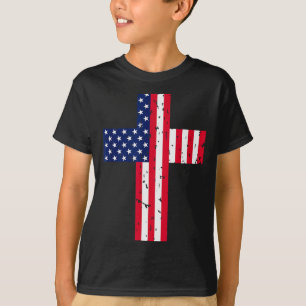Kruis Usa Vlag Christelijk Religieus Vs Amerika Ge T-shirt