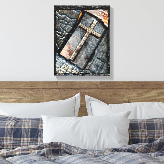 Kruis van bescherming canvas afdruk (Insitu (Slaapkamer))