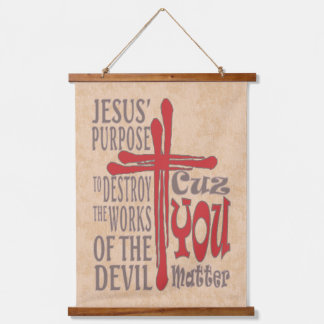 Kruis van Christus Rood Bloed Drops Omdat Je Maakt Hangend Wandkleed