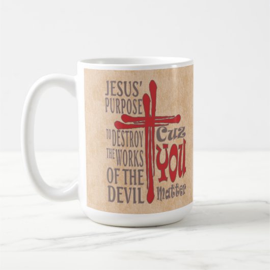 Kruis van Christus Rood Bloed Drops Omdat Je Maakt Koffiemok (Links)