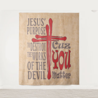 Kruis van Christus Rood Bloed Drops Omdat Je Maakt Wandkleed