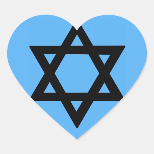 Kruis van David op Sky Blue achtergrond Hart Sticker (Voorkant)
