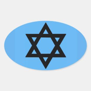 Kruis van David op Sky Blue achtergrond Ovale Sticker