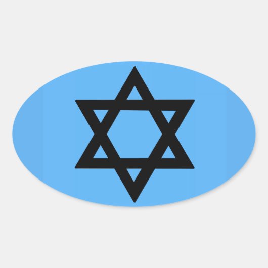 Kruis van David op Sky Blue achtergrond Ovale Sticker (Voorkant)