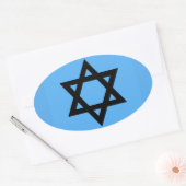 Kruis van David op Sky Blue achtergrond Ovale Sticker (Envelop)