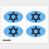 Kruis van David op Sky Blue achtergrond Ovale Sticker (Vel)