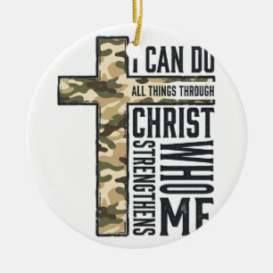 Kruis van geloof Ik kan alle dingen christelijk sh Keramisch Ornament