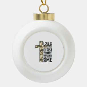 Kruis van geloof Ik kan alle dingen christelijk sh Keramische Bal Ornament