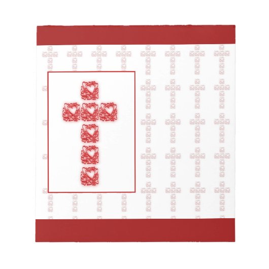 Kruis van het hart op rood notitieblok (Voorkant)