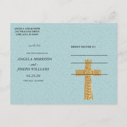 Kruis van het Licht Jezus Christus Bewaar de Datum Aankondigingskaart (Achterkant)