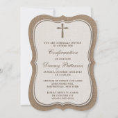 Kruis van jute voor Heilige Communie of Confirmati Kaart (Voorkant)