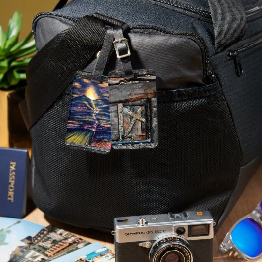 Kruis van kracht en pad van leven bagagelabel (Voorkant /achterkant)