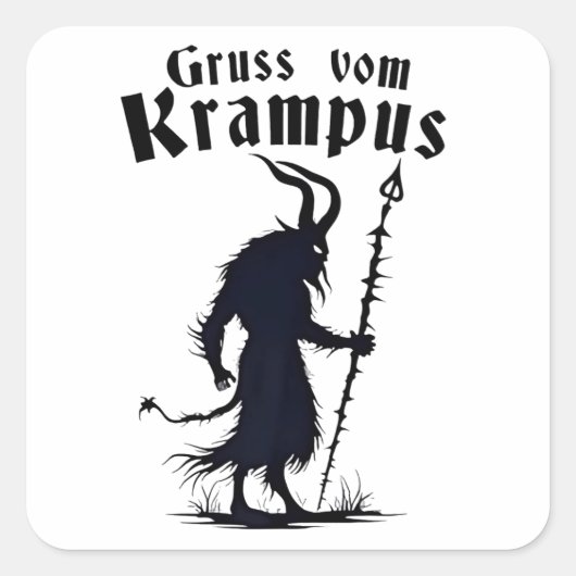 Kruis van Krampus Kerstmis Xmas Devil Spooky Vierkante Sticker (Voorkant)