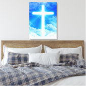 Kruis van Licht Jezus Christus Christelijk Canvas Afdruk (Insitu (Slaapkamer))