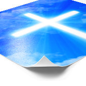 Kruis van Licht Jezus Christus  Christelijk Foto Afdruk (Hoek)