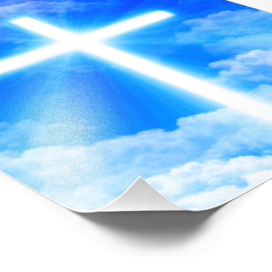 Kruis van Licht Jezus Christus  Christelijk Foto Afdruk (Hoek)