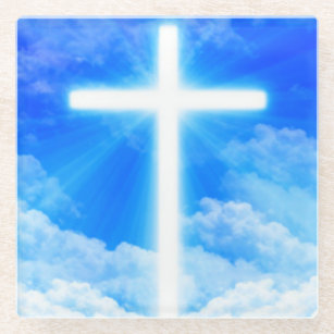 Kruis van Licht Jezus Christus  Christelijk Glazen Onderzetter