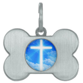 Kruis van Licht Jezus Christus  Christelijk Huisdieren Naamplaatje