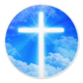 Kruis van Licht Jezus Christus  Christelijk Keramische Knop