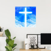 Kruis van Licht Jezus Christus  Christelijk Poster (Thuiskantoor)
