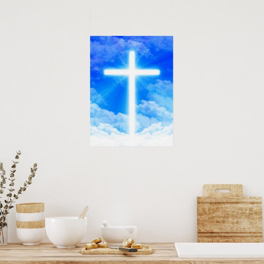 Kruis van Licht Jezus Christus Christelijk Poster (Keuken)