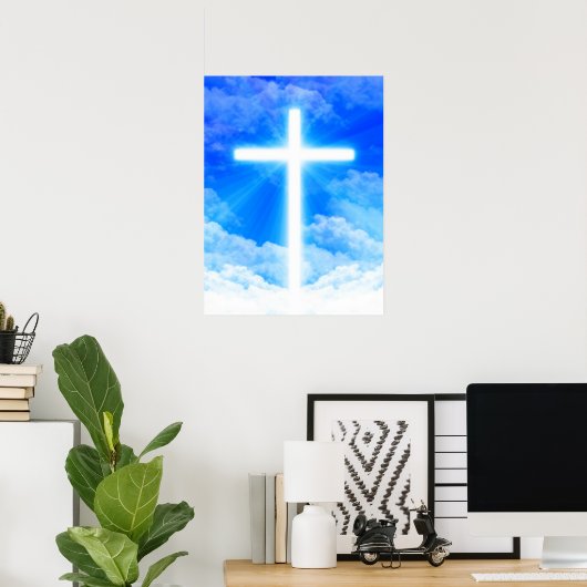 Kruis van Licht Jezus Christus  Christelijk Poster (Thuiskantoor)
