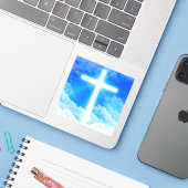 Kruis van Licht Jezus Christus Christelijk Sticker (Laptop met iPhone)