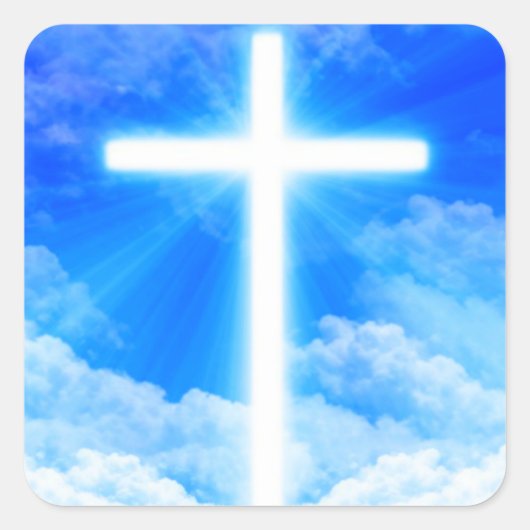 Kruis van Licht Jezus Christus  Christelijk Vierkante Sticker (Voorkant)