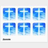 Kruis van Licht Jezus Christus Christelijk Vierkante Sticker (Vel)
