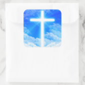 Kruis van Licht Jezus Christus Christelijk Vierkante Sticker (Tas)