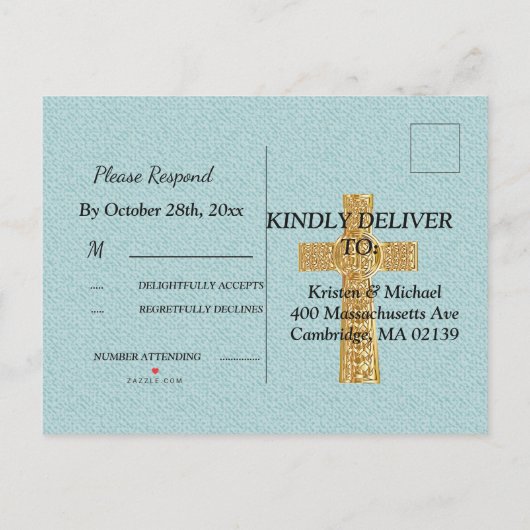 Kruis van Lichte Jezus Christus RSVP Uitnodiging Briefkaart (Achterkant)