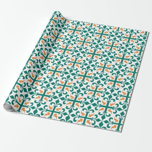 Kruis van Lilies Pattern Cadeaupapier (Uitgerold)