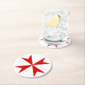 Kruis van Malta (rood) Ronde Kartonnen Onderzetter (Insitu)